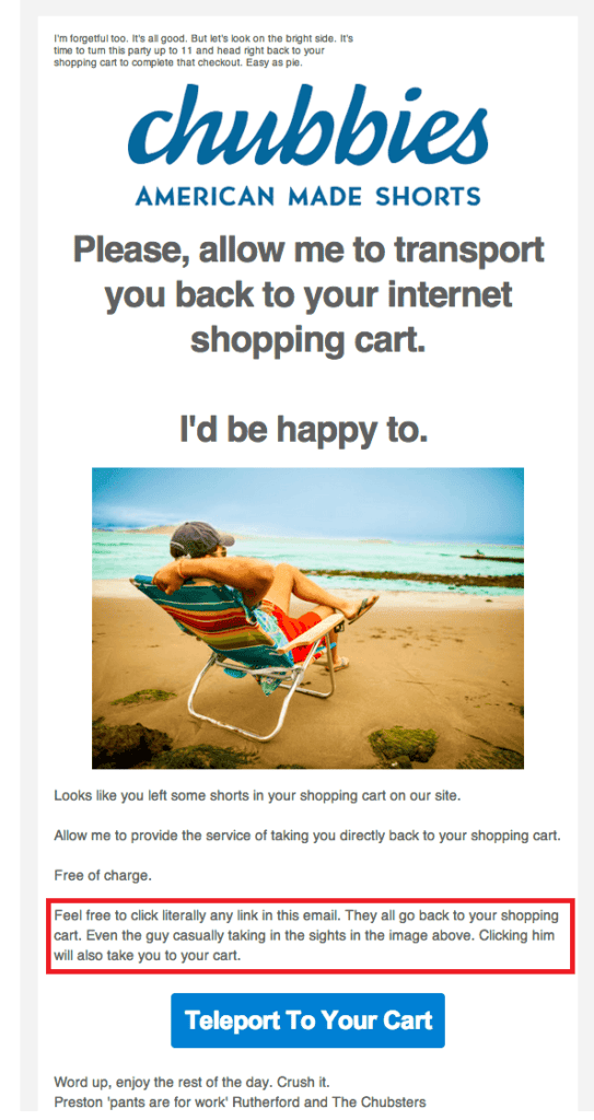 abandoned cart email example