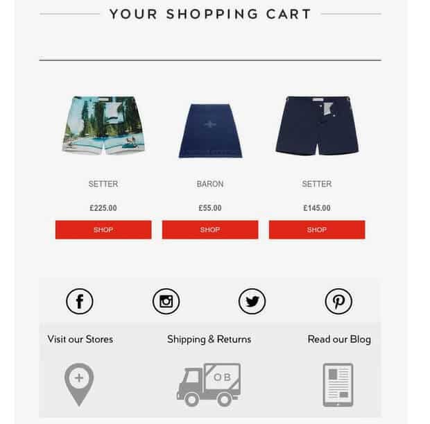 abandoned cart email example