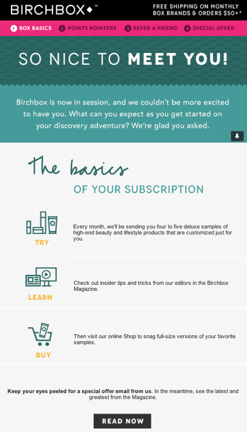 Birchbox welcome email