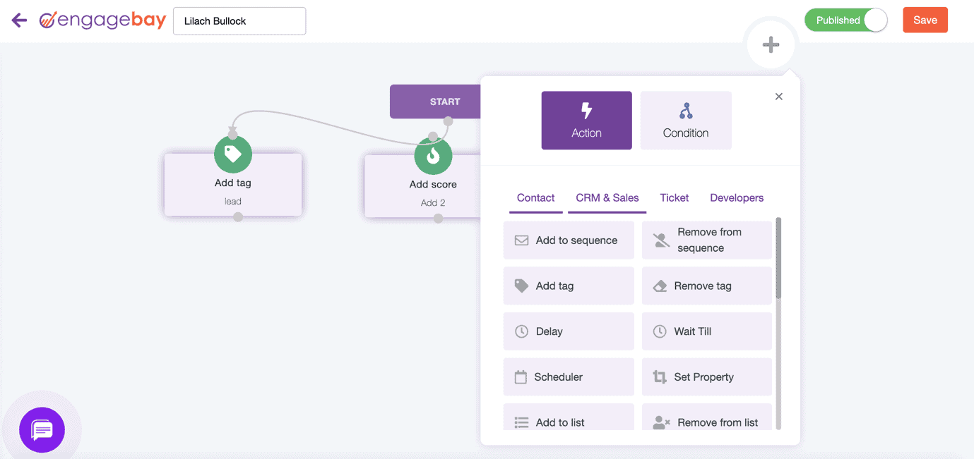 EngageBay automation feature -- move to Mailchimp