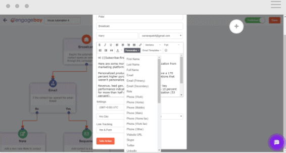 Personalization in EngageBay