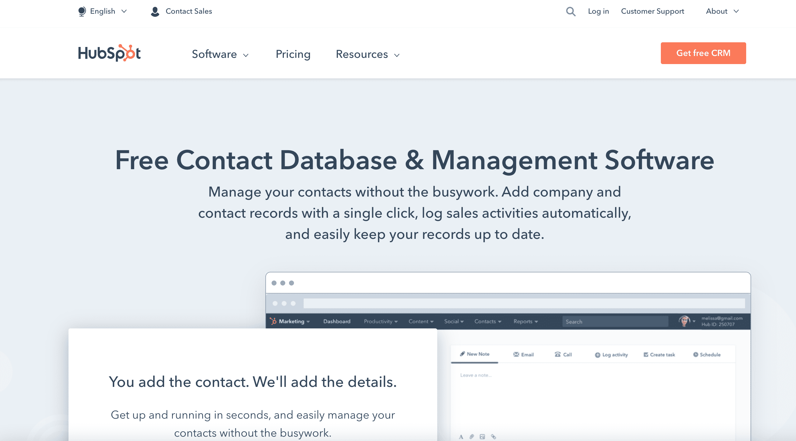 HubSpot customer database software