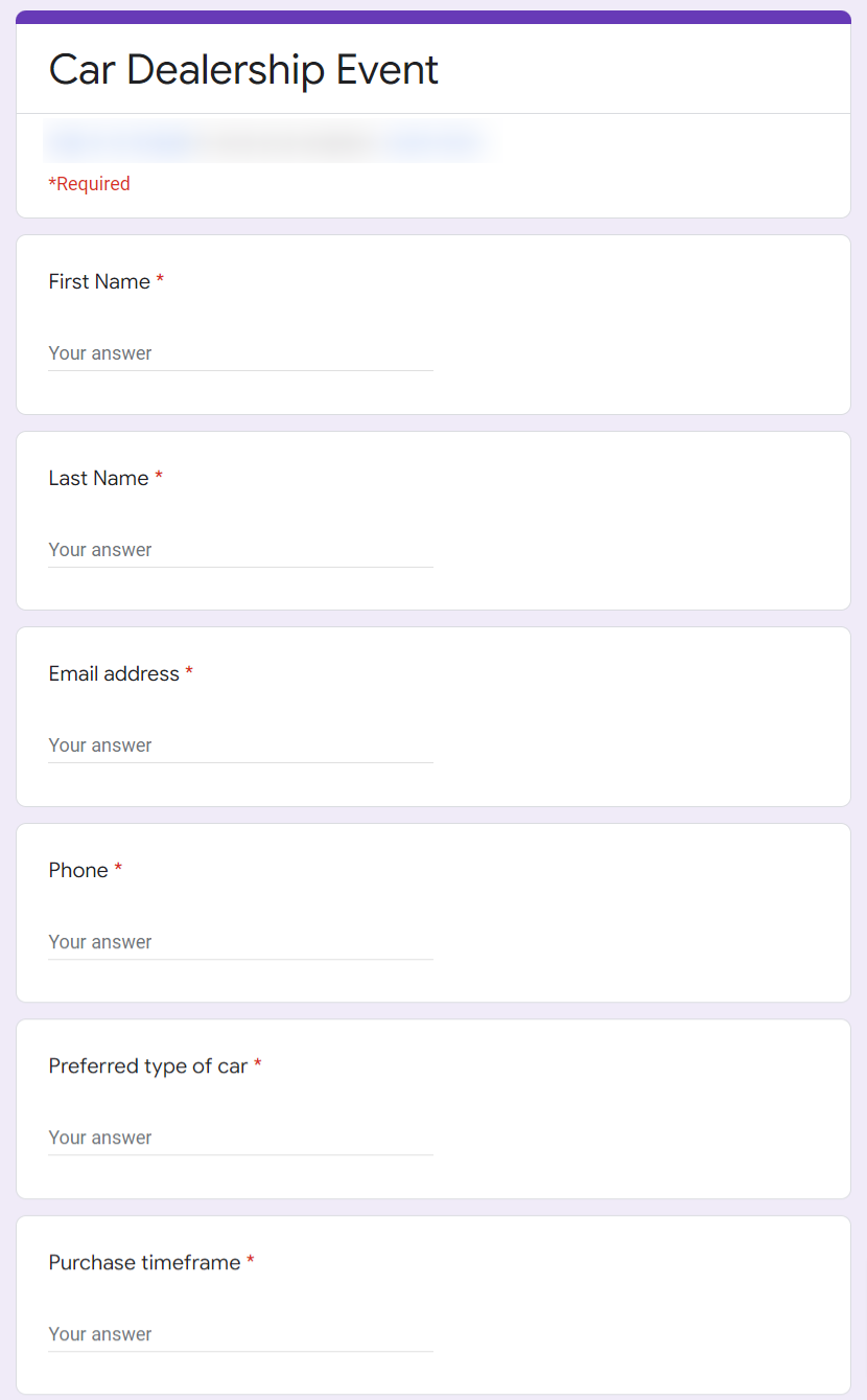 Sample lead capture form 