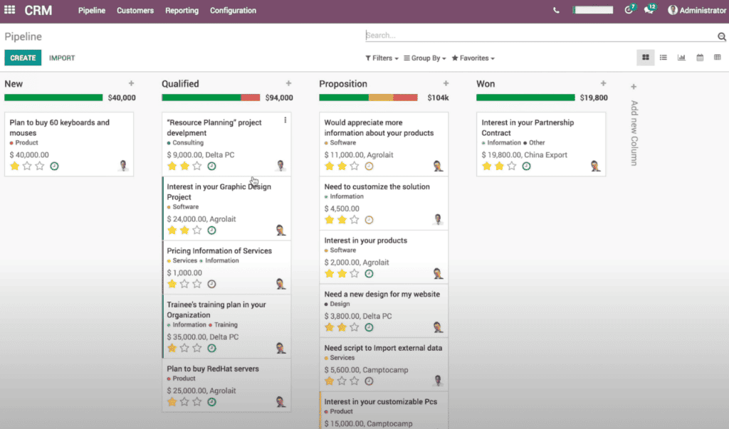 Odoo sales CRM