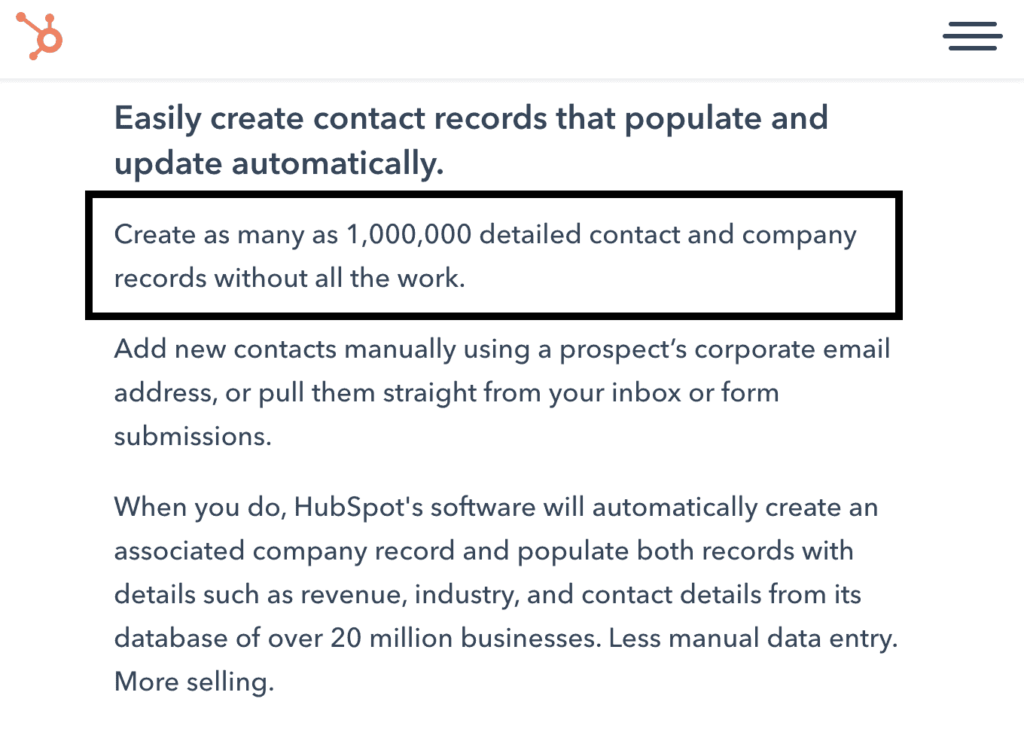 HubSpot contact limit