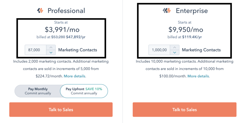 HubSpot CRM pricing