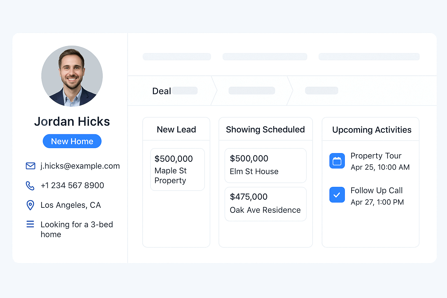 Real estate CRM dashboard overview