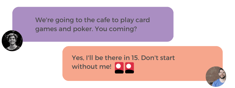 Flower playing cards emoji usage example