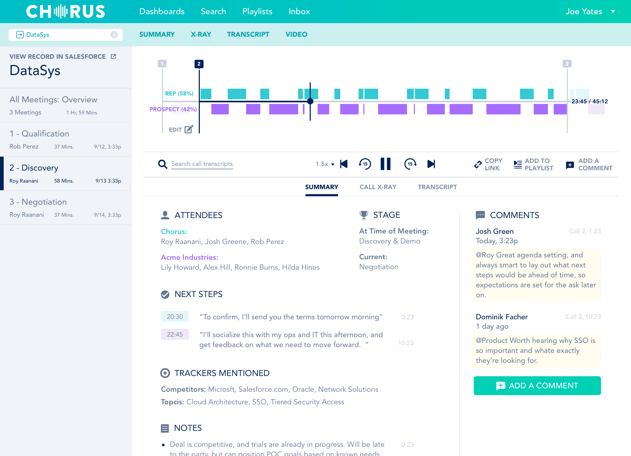 Chorus.ai dashboard