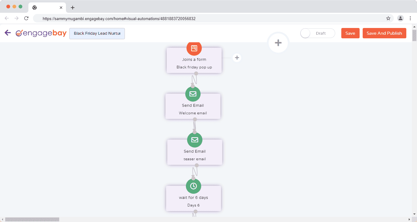 Black Friday lead nurturing automation in EngageBay