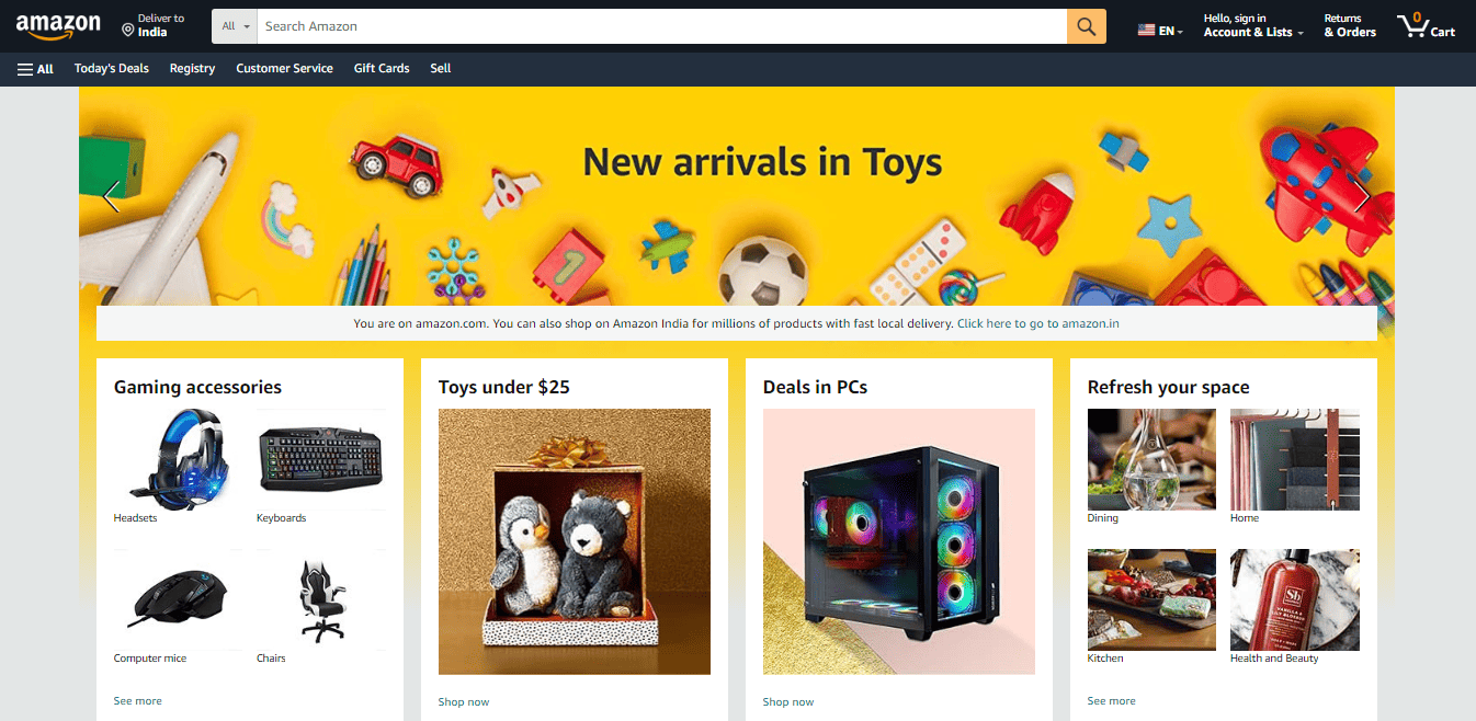 Amazon fluid web page