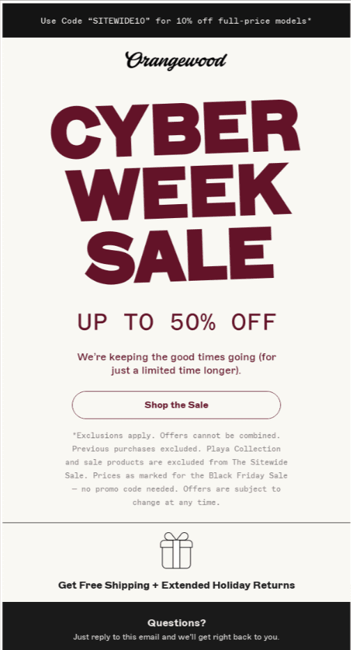 November newsletter example for Cyber Monday image