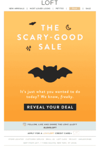 Loft Halloween email campaign