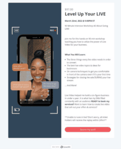 Level Up Your LIVE page example