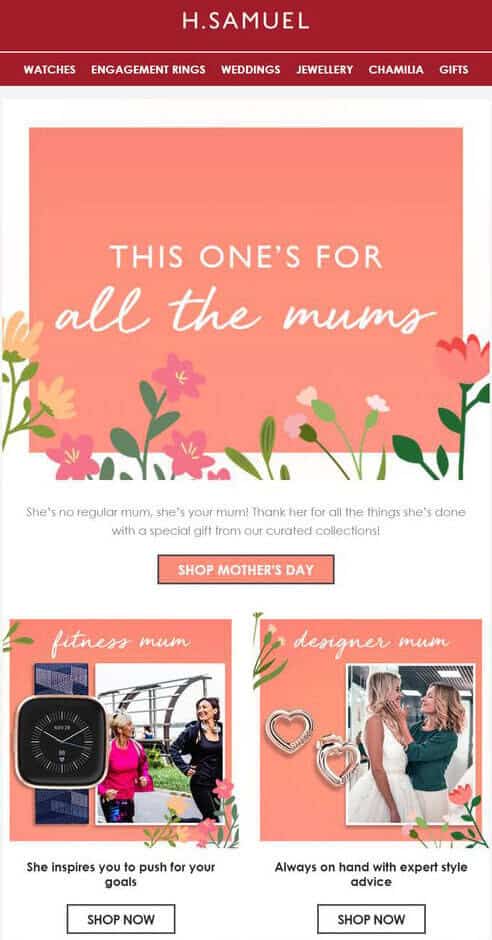 Mother's Day email template with floral motif