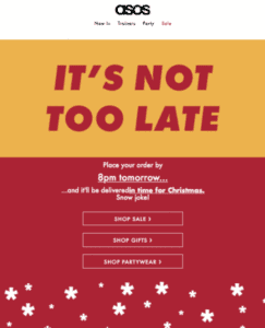 ASOS holiday promotional email example