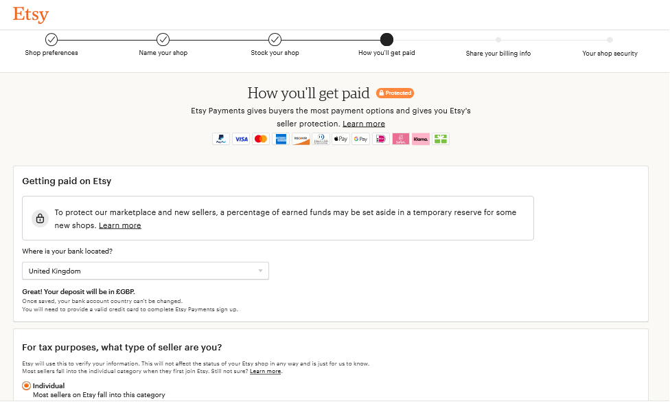 How to set up payment system on Etsy