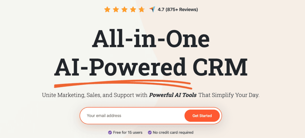Screenshot of EngageBay web based CRM for small business homepage