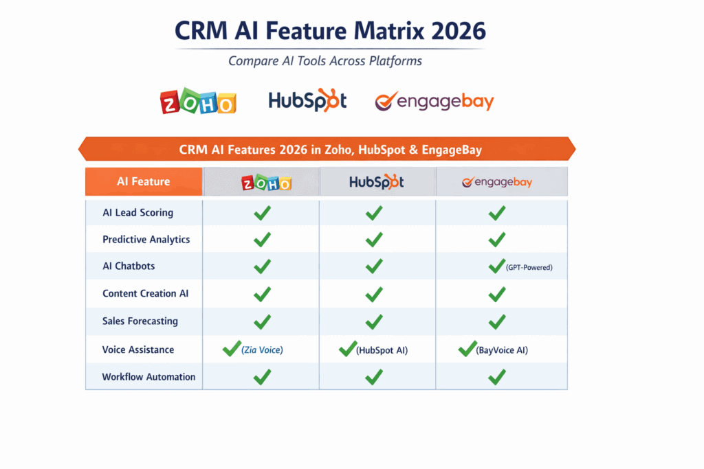 Zoho vs HubSpot vs EngageBay (2026): A Comparison