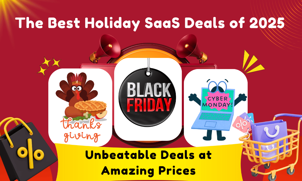 The hero image for the annual roundup list of the best Thanksgiving, Black Friday, Cyber Monday offers 2025 by EngageBay
