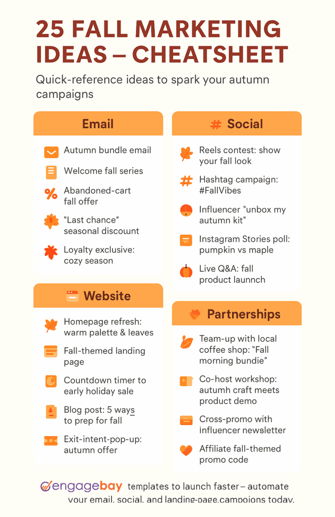 Infographic: 25 fall marketing ideas for email, social, events, and offers